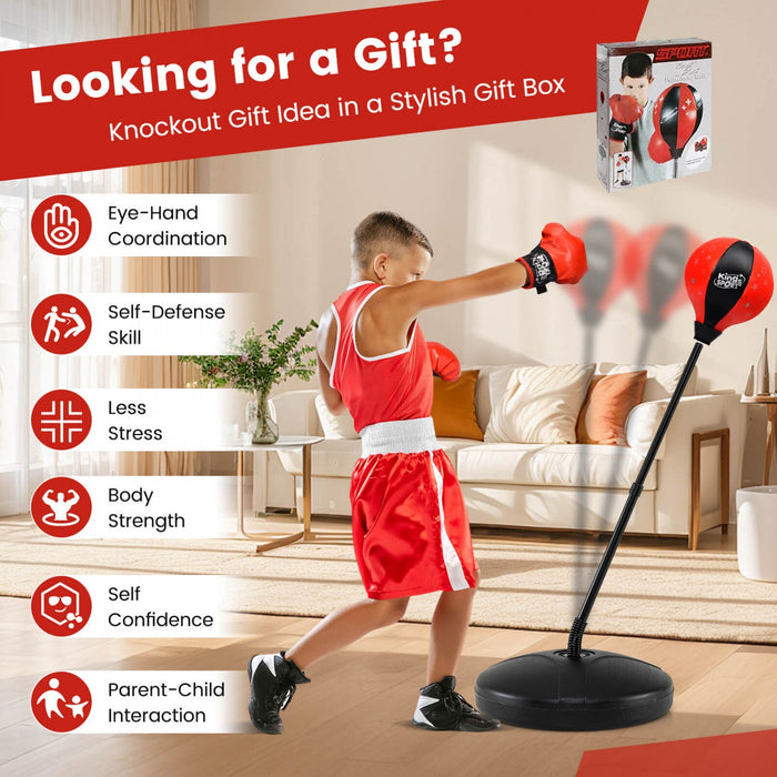 Costway Kids Punching Bag Toy Set Adjustable Stand Boxing Glove Speed Ball W/ Pump New