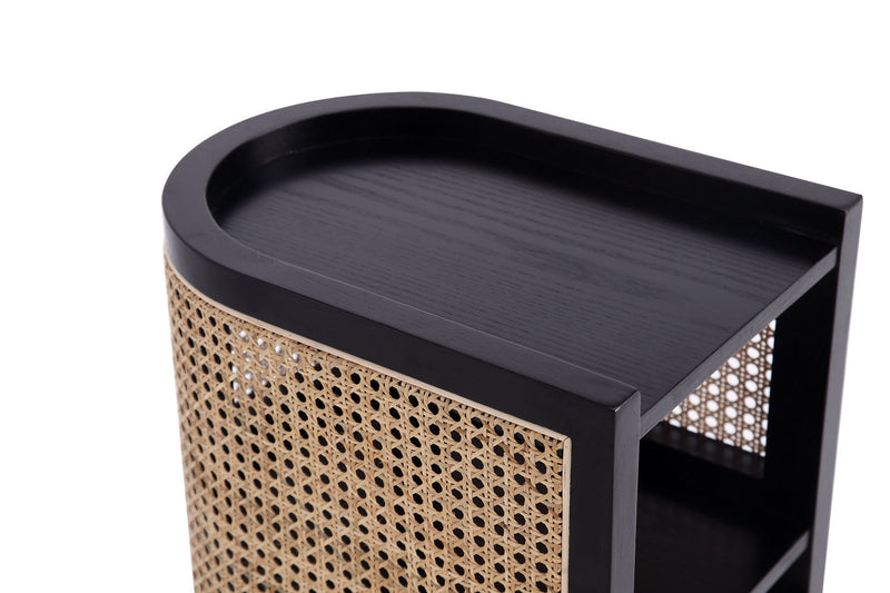 Versailles Industry Chic End Table in Black and Natural - Set of 2 