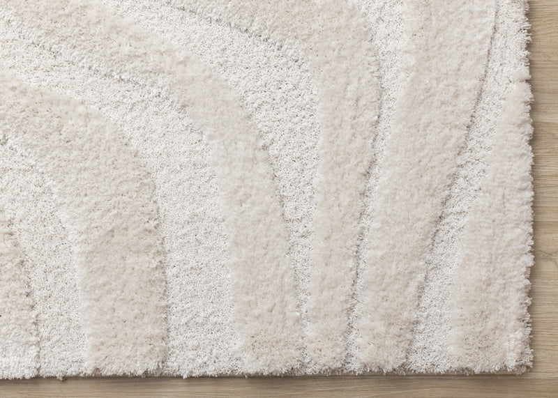 Lincoln Modern Luxurious Plush White Curves Area Rug - 6'7\" x 9'6\"