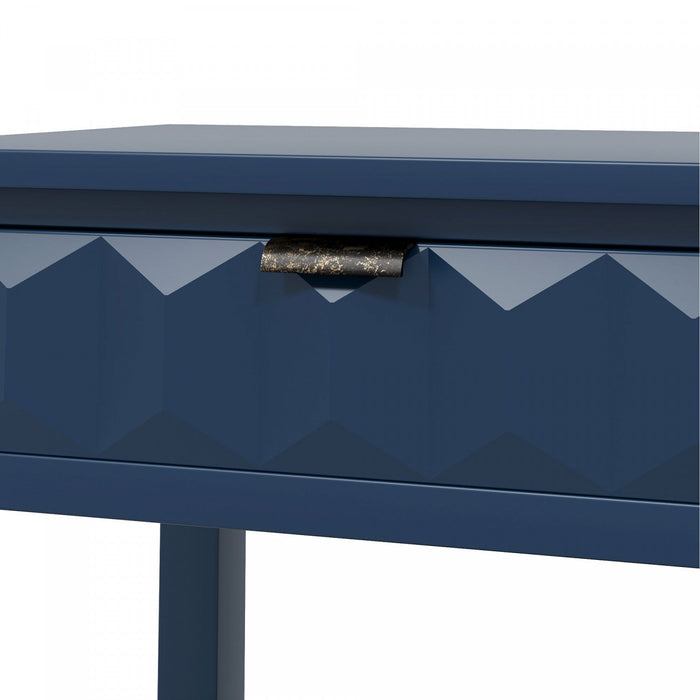 Oliver 60'' Fir Veneer Entryway Table with Honeycomb Design and Drawers, Navy Blue Sofa Table  