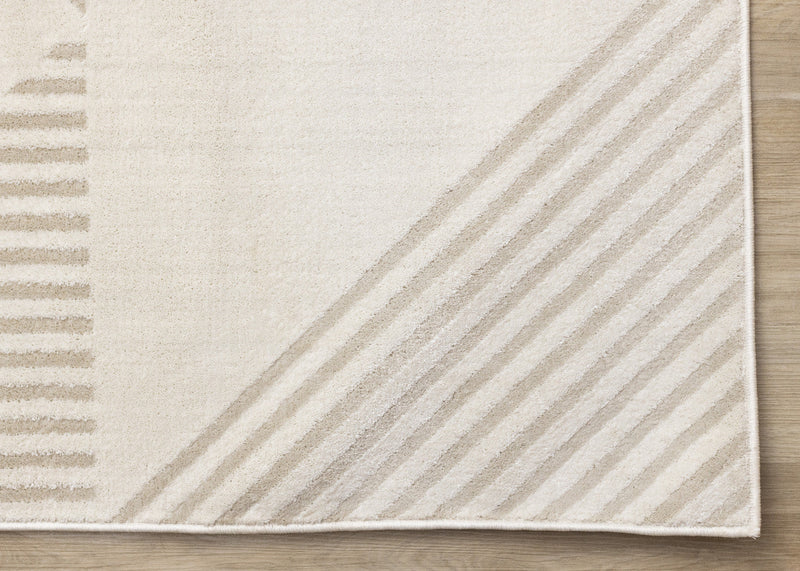 Hudson Modern Geometric Cream Beige Area Rug - 5'3\" x 7'7\"