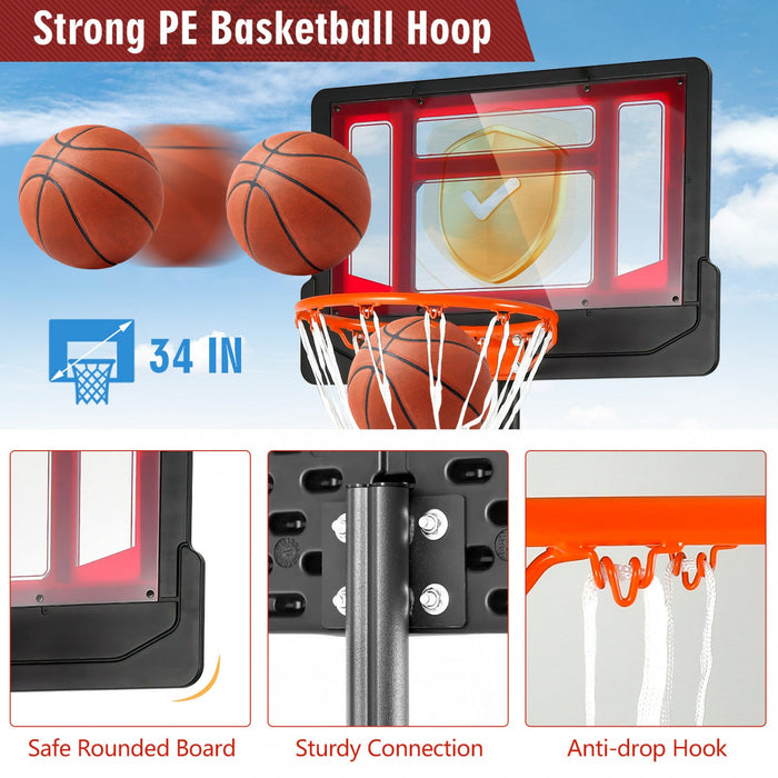 Costway Kids Basketball Hoop Portable Backboard System With Adjustable Height Ball Storage