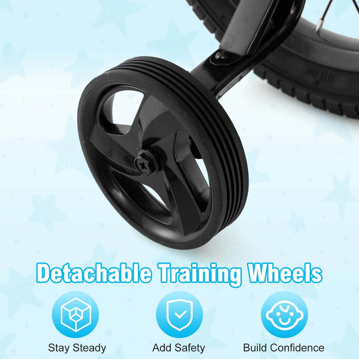 Costway 16" Kid's Bike With Training Wheels Adjustable Handlebar & Seat Handbrake Black