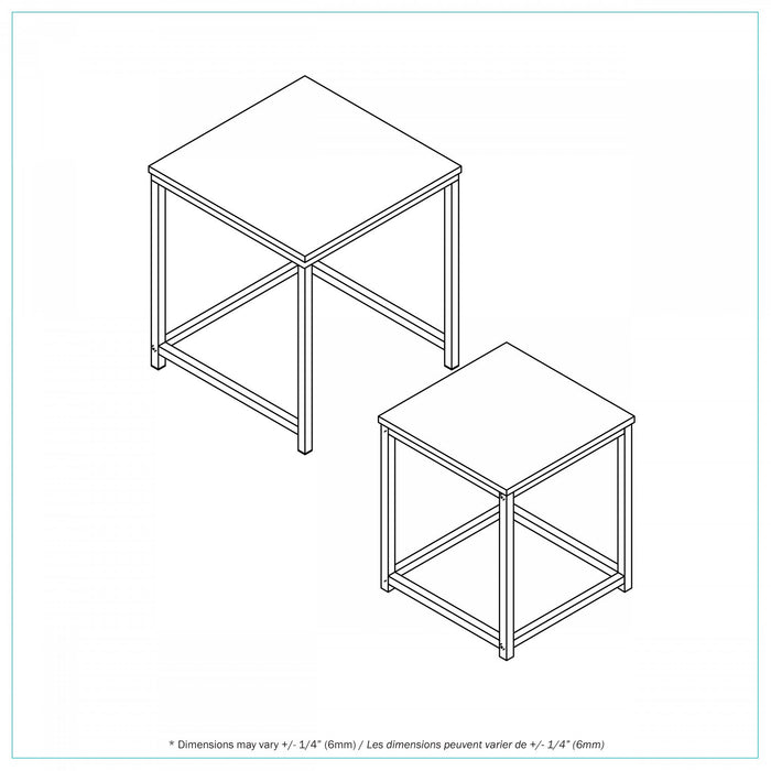 Quartz Two Square Nested Tables Marble Top 