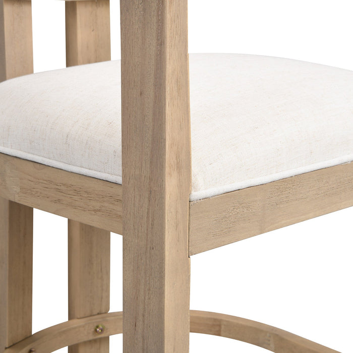 Tiffany 26\" Counter-height Stool Set Of 2 With Solid Wood Frame, Linen Look Fabric - Natural 