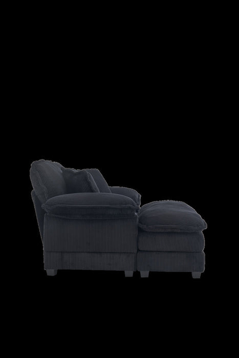 Liam 46.9\" Modern indoor corduroy sofa with 2 soft cushions ,Black Sofa  