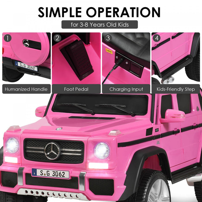 12v Licensed Mercedes-benz Kids Ride On Car Rc Motorized Vehicles W/ Trunk Pink