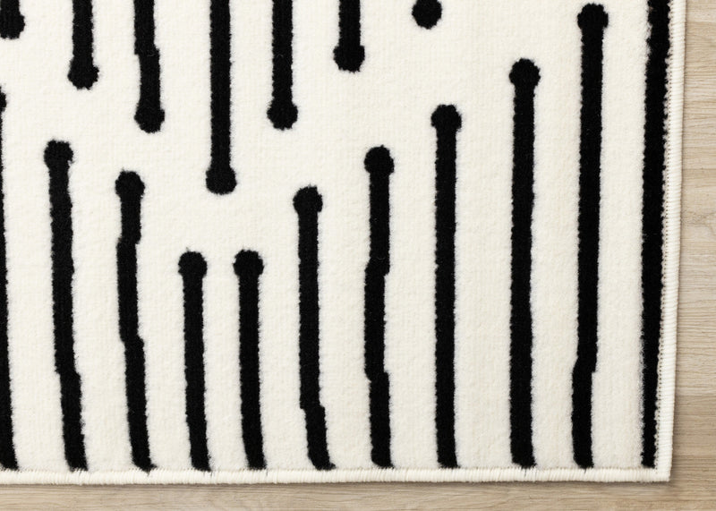 Forte Black White Stripes Area Rug - 6'7\" x 9'6\"