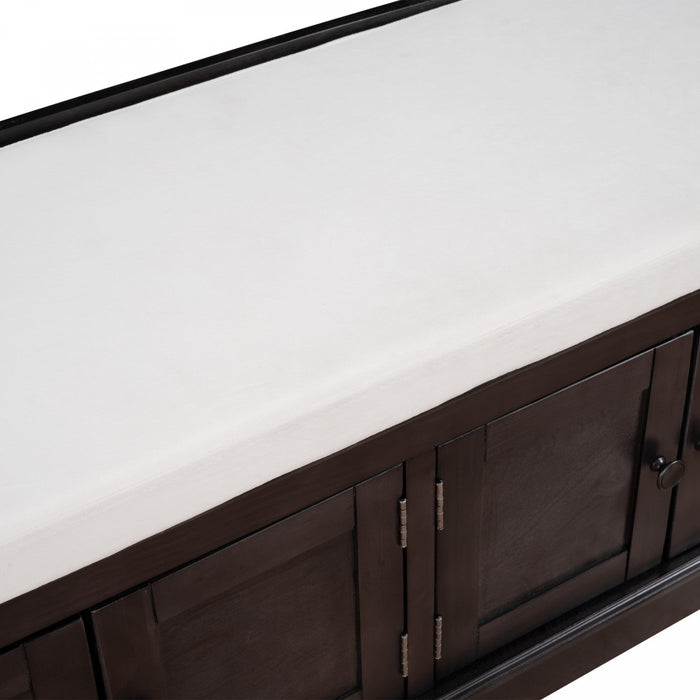 Daniel Solid Wood Storage Bench With 4-door Shoe Cabinet With Adjustable Shelves - Espresso 