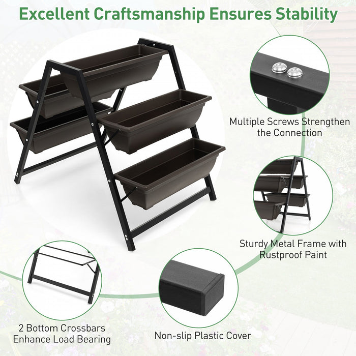 Costway 31"h Raised Garden Bed 3-tier Vertical Planter W/5 Plant Boxes Indoor Outdoor