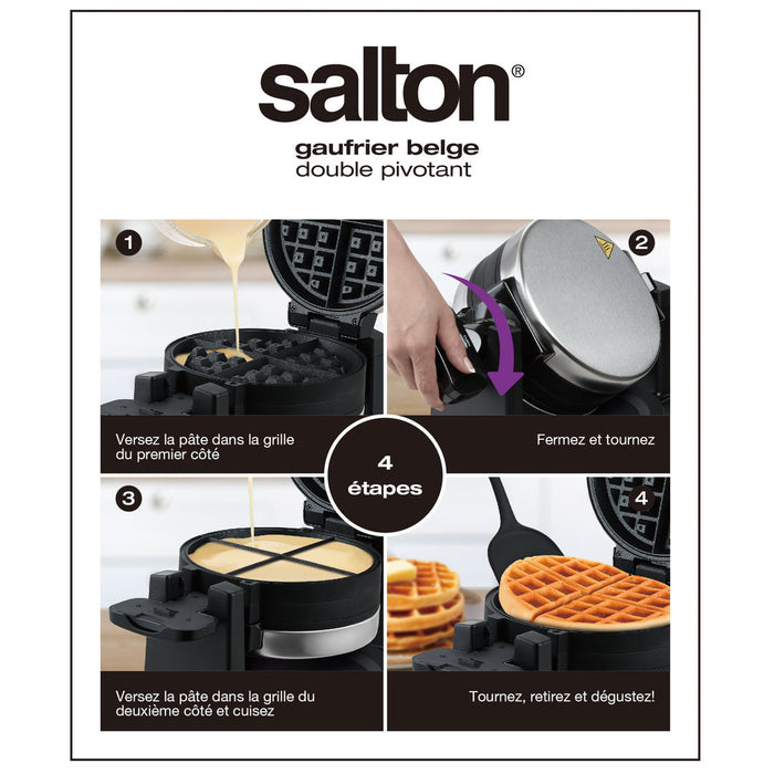 Salton Rotating Double Belgian Waffle Maker Cookware 