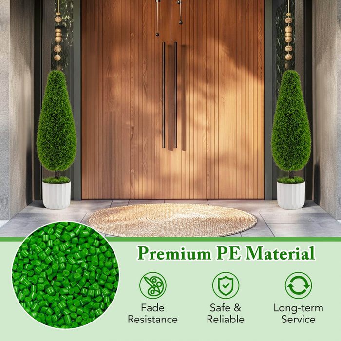 Costway 2 Pack Artificial Cedar Plant 3 Ft Potted Teardrop Shaped Bush With Premium Pe Leaves