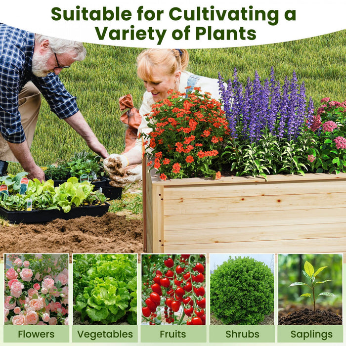Costway 1 Pcs Elevated Planter Box With Open-ended Base For Deep-rooted Vegetable