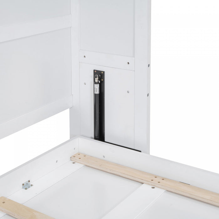 Eileen Space-saving Murphy Wall Bed With Cabinets, Queen Size - White 