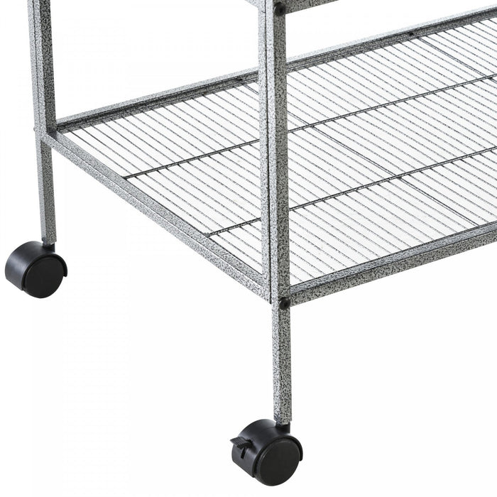 Pawhut 40 Inch Large Double Rolling Metal Bird Cage Bird House With Removable Metal Tray, Storage Sh