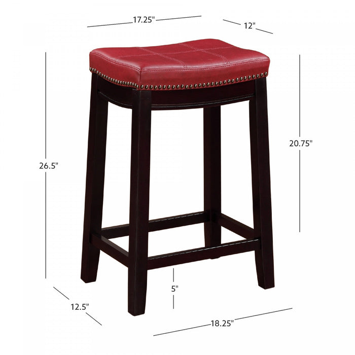 Claridge Faux Leather Backless Counter-Height Stool - Red