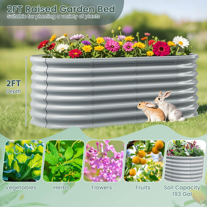 Costway 2 Pcs Raised Garden Bed Kit Planter Raised Garden Boxes Outdoor 65" X 32" X 24" Gray