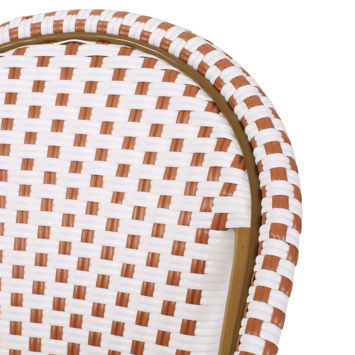 Julien Faux Ratten and Aluminum French Bistro Chairs, Set of 2 - White and Red 
