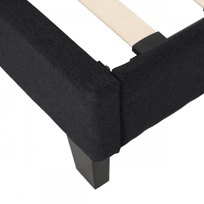 Lucia Upholstered Platform Bed Frame With Tufted Waffle Stitching,king Size,black King Bed 