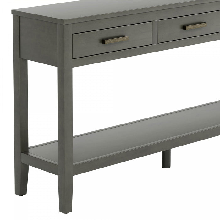 Emma 59.1'' Farmhouse Entryway Table with Drawers and Open Shelf,Grey Sofa Table  