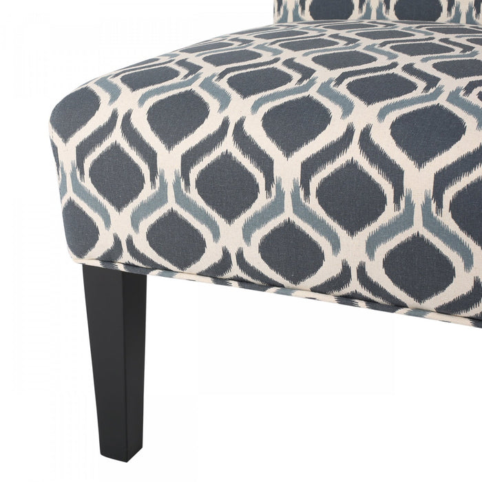 Oliver Linen-look Fabric Accent Chair Set Of 2 With Rubberwood Legs - Blue 