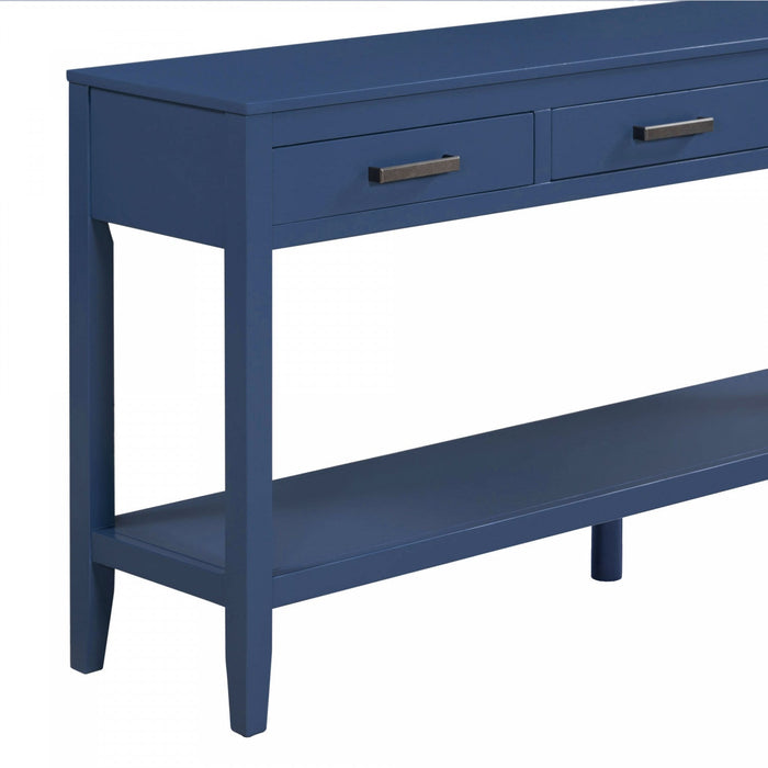 Emma 59.1'' Farmhouse Entryway Table with Drawers and Open Shelf,Blue Sofa Table  