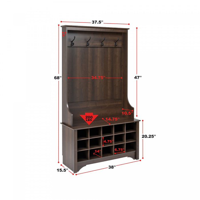 Hall Tree with Shoe Storage - Espresso