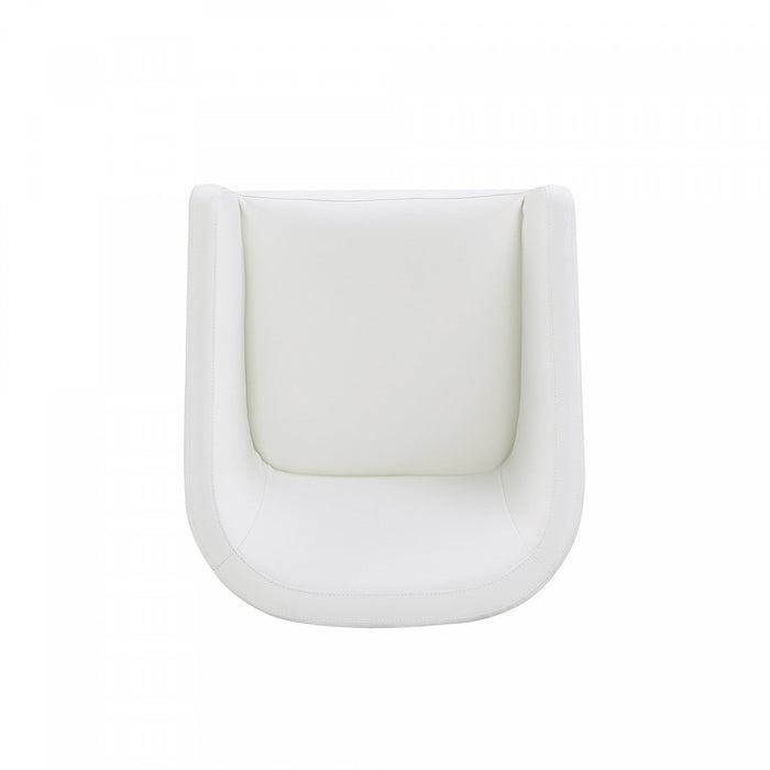 Anna Round Modern Vegan Leather Armchair in White - Set of 2 