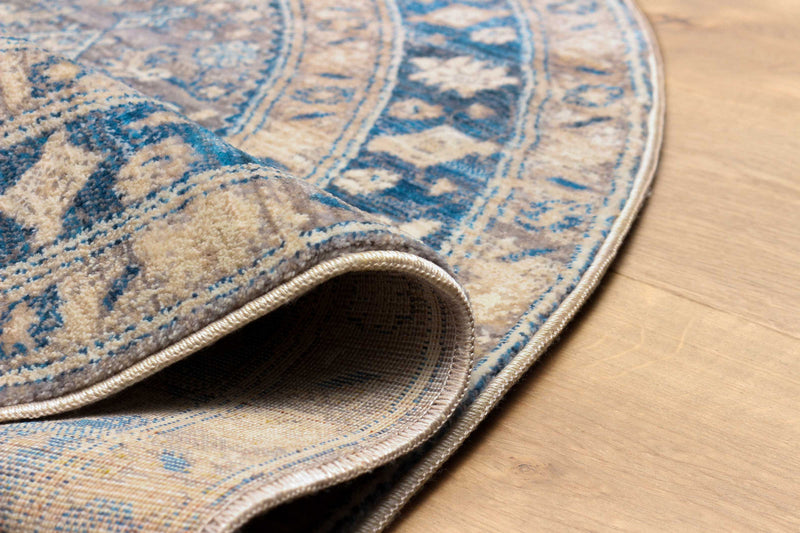 Lucia Traditional 5'0\" x 5'0\" Area Rug in Blue Indoor Area Rug 