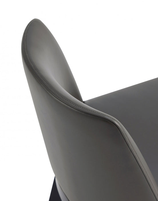 Gansevoort Modern Wood Vegan Leather Dining Chair in Graphite - Set of 4 