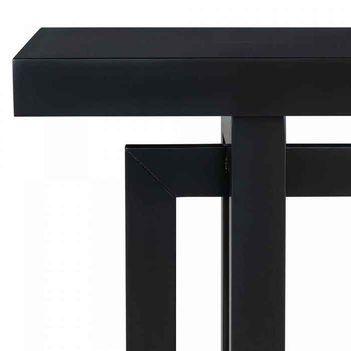 Ethan 59.1'' Triple Rectangle Design Painted Entryway Table with Pine Wood Legs,Black Sofa Table  