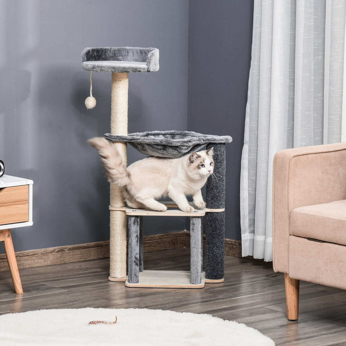 Pawhut Cat Tree, Multi-level Cat Tower With Perch, Scratching Post, Cat Condo, Hammock, Hanging Toy 