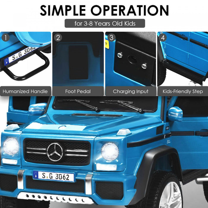 12v Licensed Mercedes-benz Kids Ride On Car Rc Motorized Vehicles W/ Trunk Navy