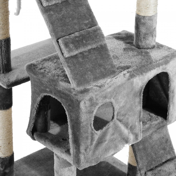 Pawhut 67inch Cat Tree With Scratching Post, Cat Condo Tower With Cat House, Toy, Perch, Grey