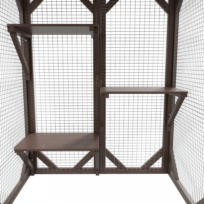 Pawhut Cat Cage Indoor Catio Outdoor Cat Enclosure Pet House Small Animal Hutch For Rabbit, Kitten, 
