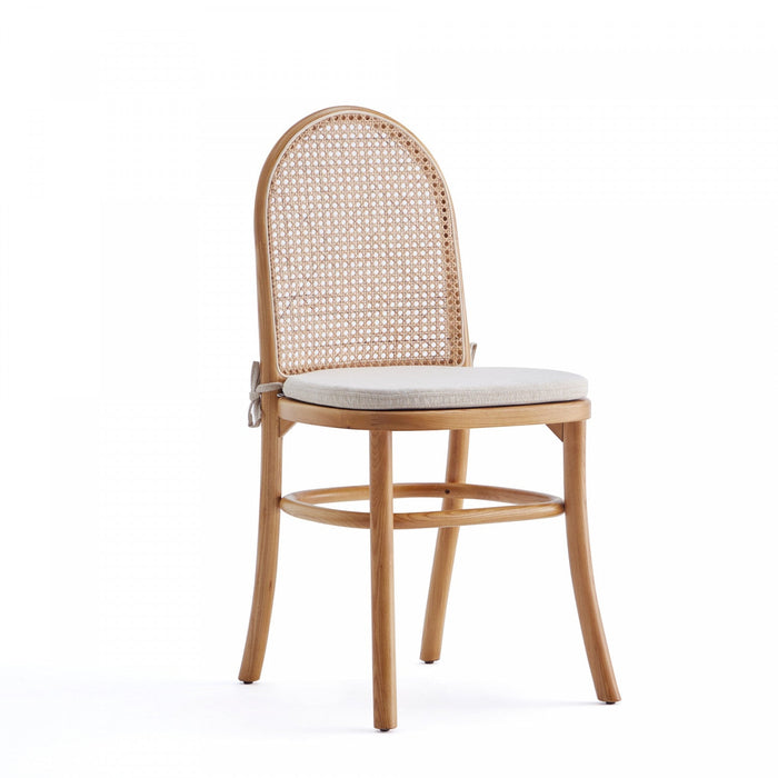 Paragon Industry Chic Cane Back Wood Upholstered Dining Chair in Oatmeal - Set of 4 