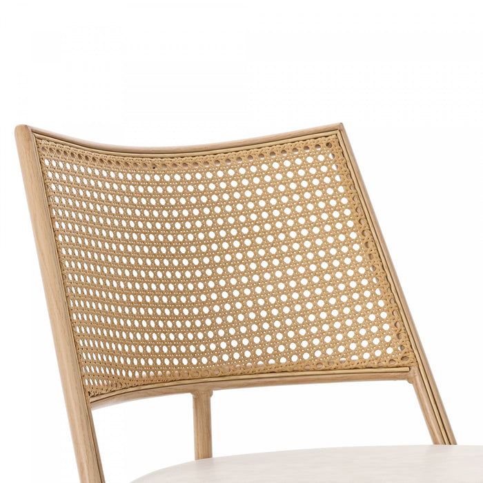 Oliver Modern Dining Chairs with PU Upholstered and PE Rattan Backrest Set of 2,Beige  