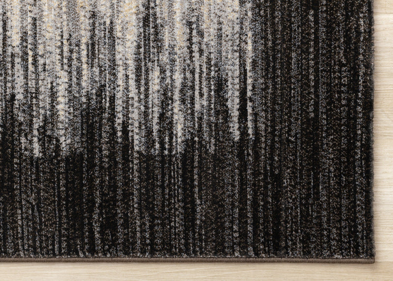 Amelia Dense Black Beige Border Area Rug - 5'3\" x 7'7\"