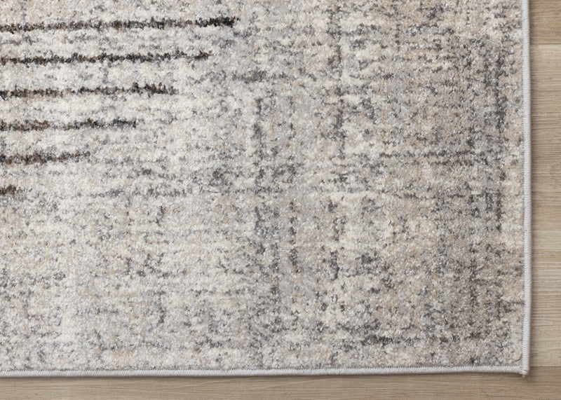 Solace Soft Low-Pile Grey White Merging Circles Area Rug - 3'11\" x 5'7\"