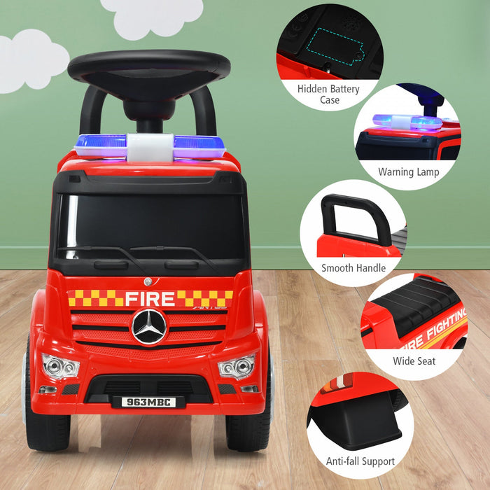 Costway Kids Ride On Fire Engine Licensed Mercedes Benz Push And Ride Racer Red