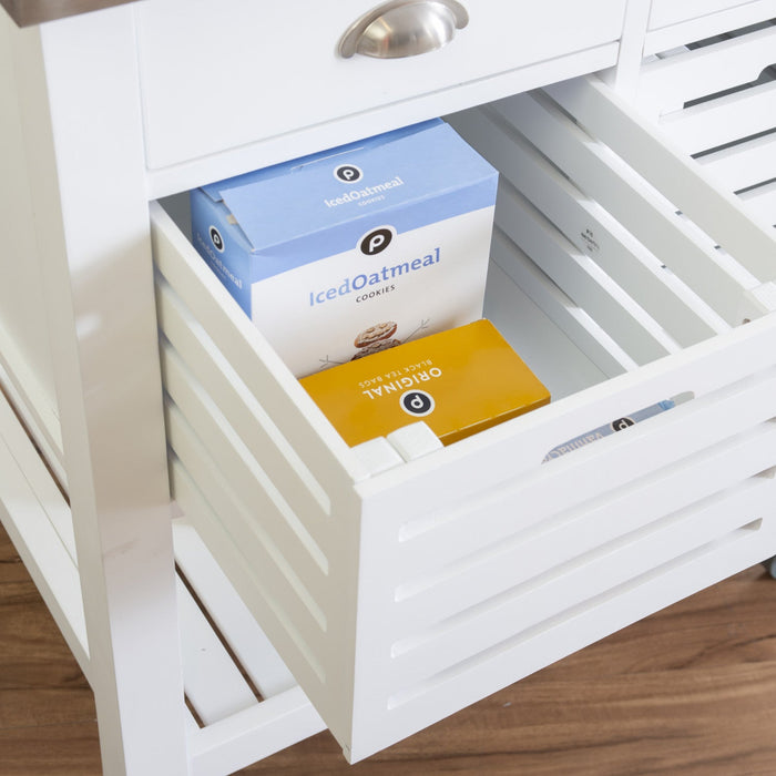 Robbin Wood Kitchen Bar Cart Storage - White