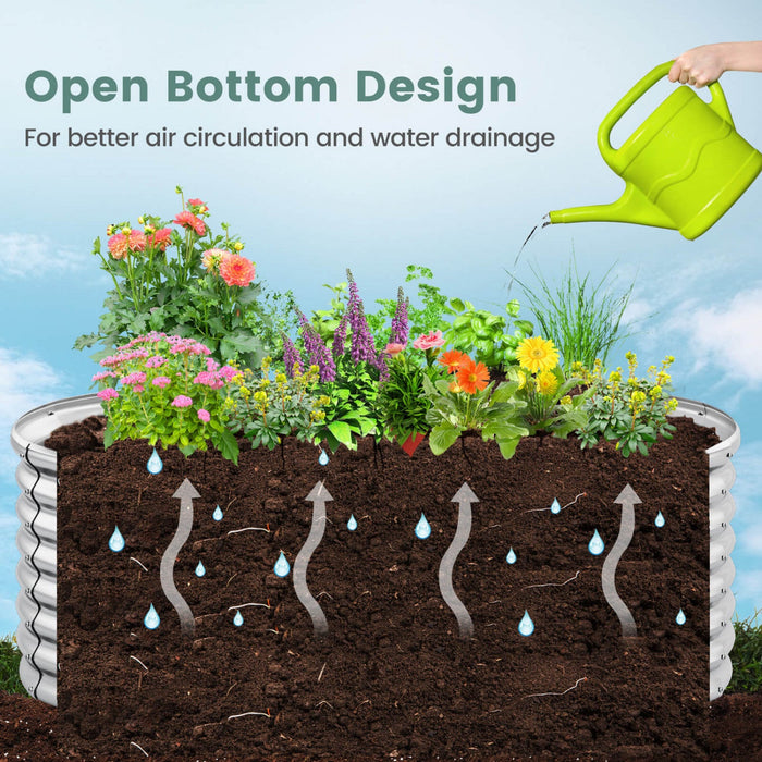 Costway 2 Pcs Raised Garden Bed Kit Planter Raised Garden Boxes Outdoor 65" X 32" X 24" Silver