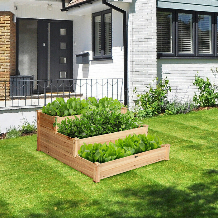 Costway 3 Tier Wooden Raised Vegetable Garden Bed Elevated Planter Kit Outdoor Gardening