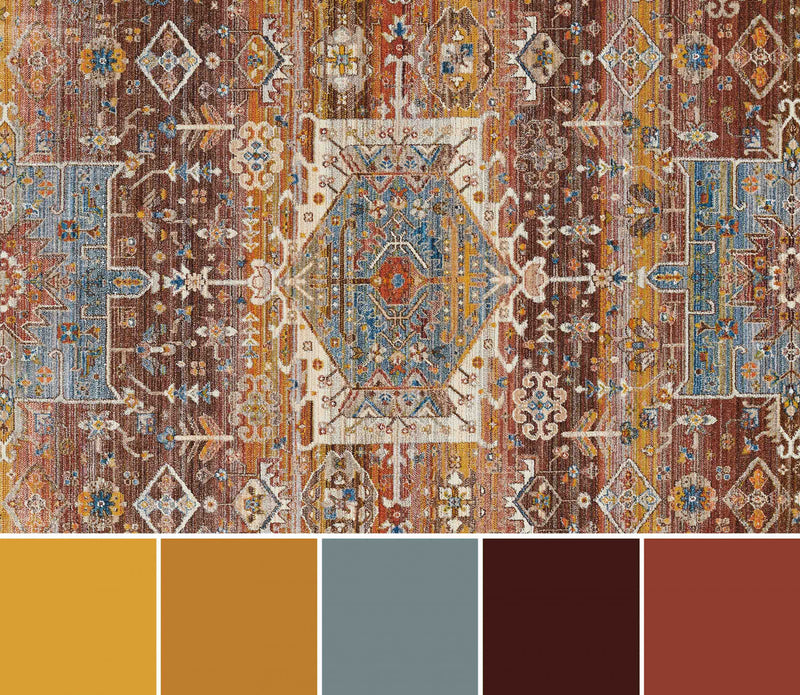 Dulce Traditional 5'0\" x Area Rug in Multi Indoor Area Rug 