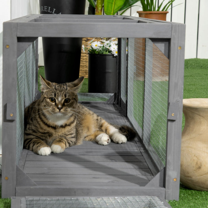 Pawhut 59\" Long Cat Tunnel, Cat Shelter L- Shape With Extendable Design, Cat Enclosure For Indoor/ou