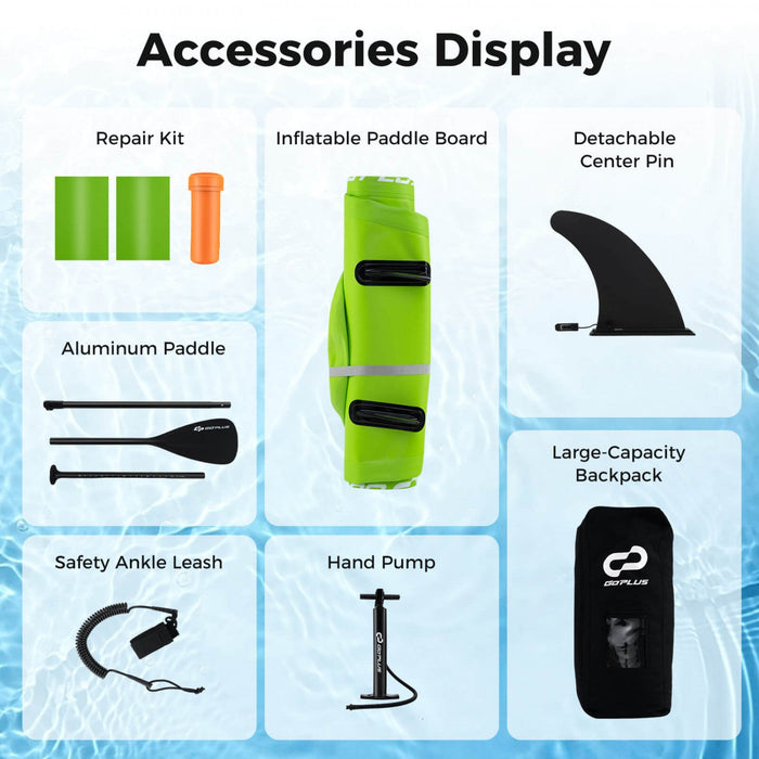 Goplus Small Inflatable Sup Board, Portable Paddle Board With 5d Rings Stand Up Paddle Board For Youth & Adult Green