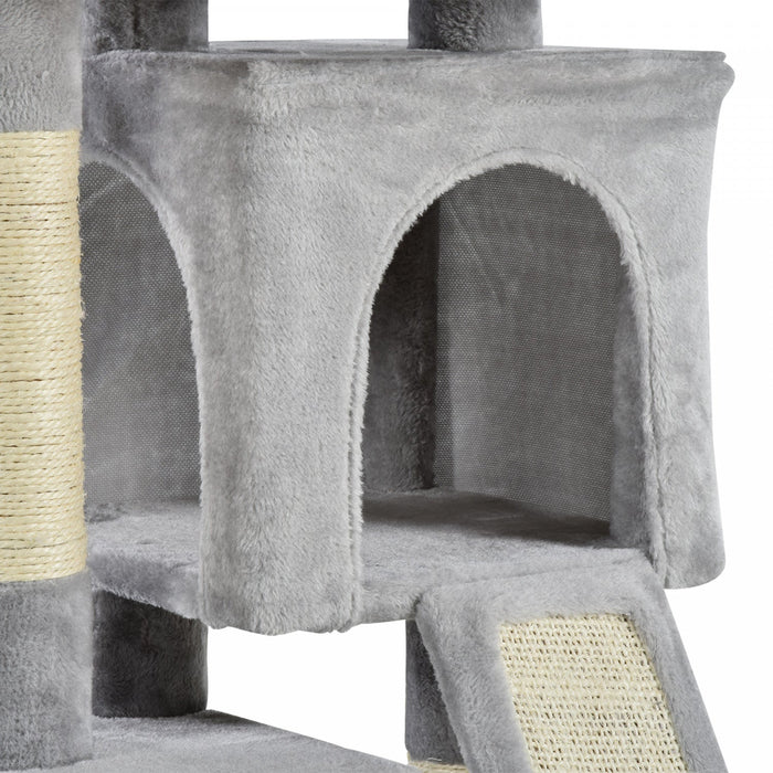 Pawhut Plush Cat Tree Tower Activity Center With Sisal Scratching Post Scratching Board Perch Condo,