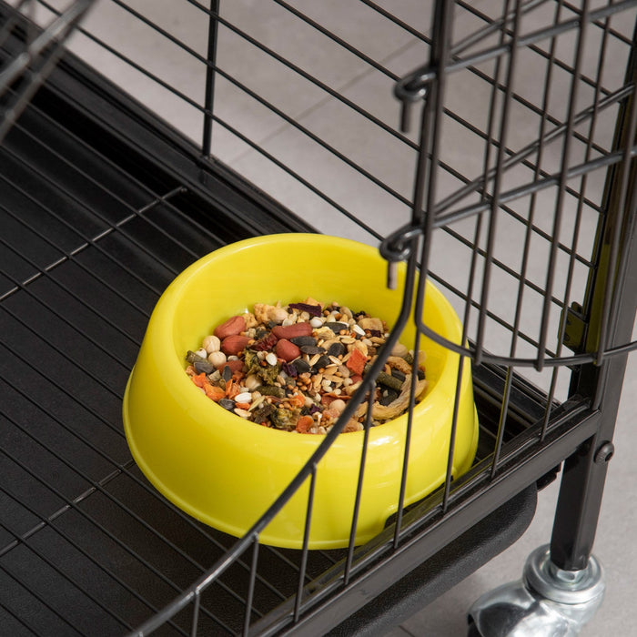 Pawhut 4-tier Metal Small Animal Cage With Wheels, Metal Bunny Playpen With 2 Doors, Platforms, Ramp