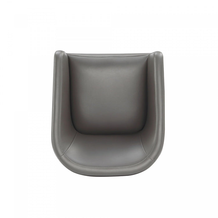 Anna Round Modern Vegan Leather Armchair in Graphite - Set of 2 