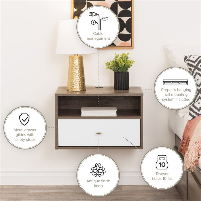 Floating Shelf with Drawer – Drifted Grey